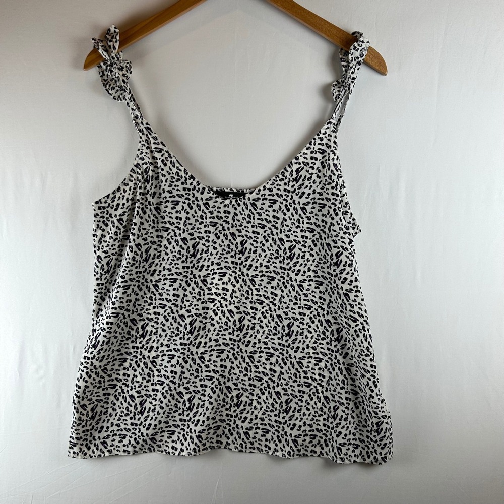 7‎ For All Mankind Womens Silk Blend Animal Print Tie Shoulder Cami Top M NEW